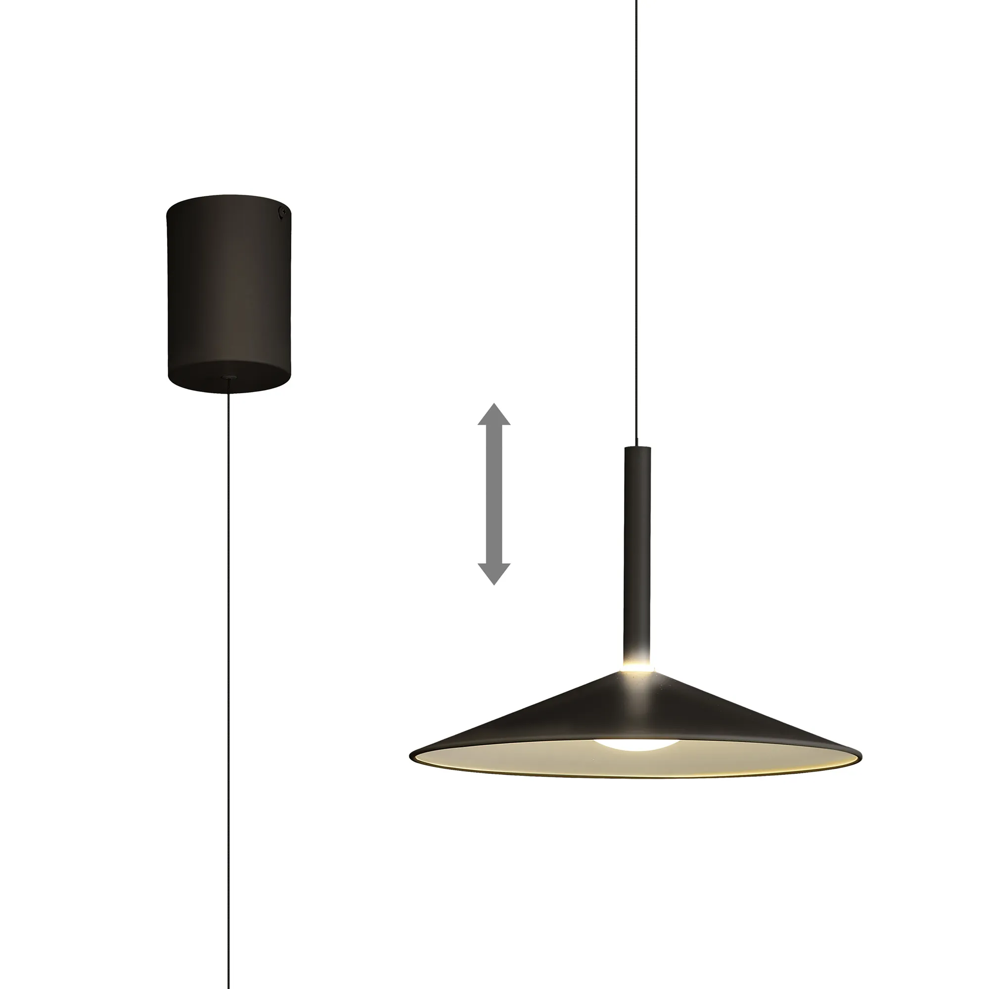 M7895  Calice 32cm Rise And Fall Pendant 9W LED 3000K Black